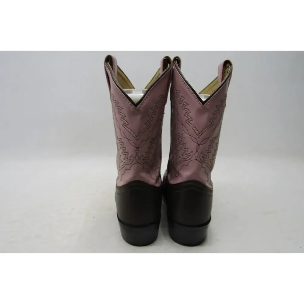 Smoky Mountain Youth Size 2.5 R Pink Brown Leather Western Cowboy Boots